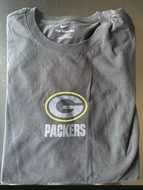 Nike Black Tee with Green & Yellow Packers Emblem